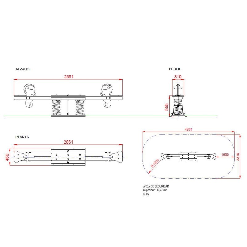 Balanço sobe e desce CAVALOS-MARINHOS