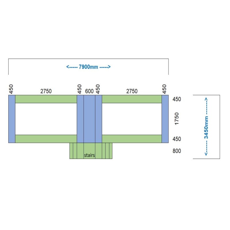 Camas elásticas en batería rectangulares