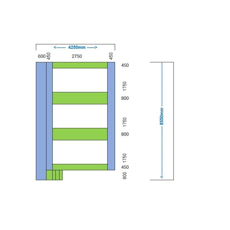 Camas elásticas en batería rectangulares