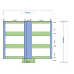 Camas elásticas en batería rectangulares