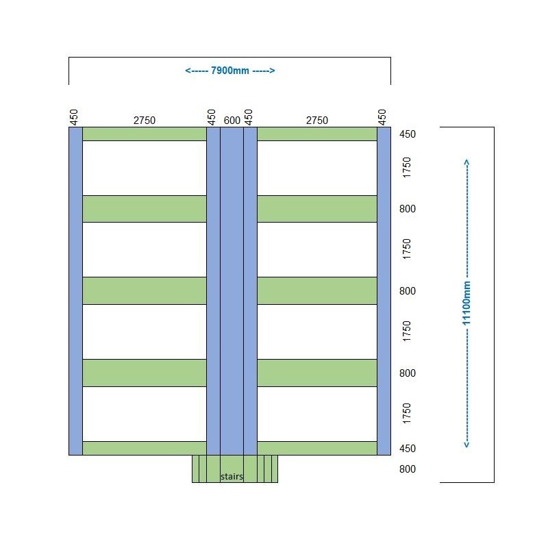Camas elásticas en batería rectangulares