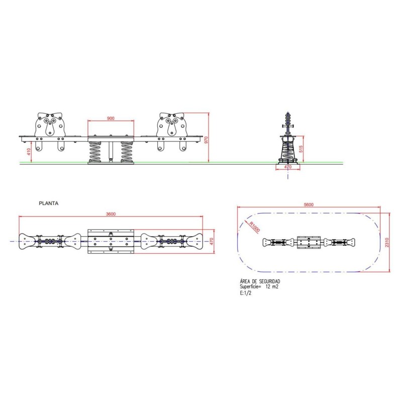 Balancín muelle cuádruple sube y baja DON CUCO