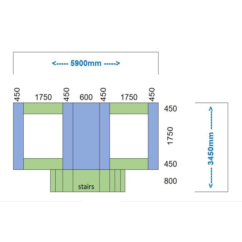 Camas elásticas en batería cuadradas