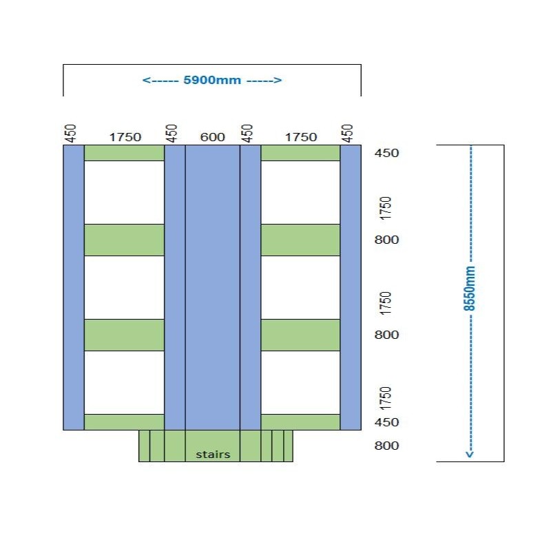 Camas elásticas en batería cuadradas