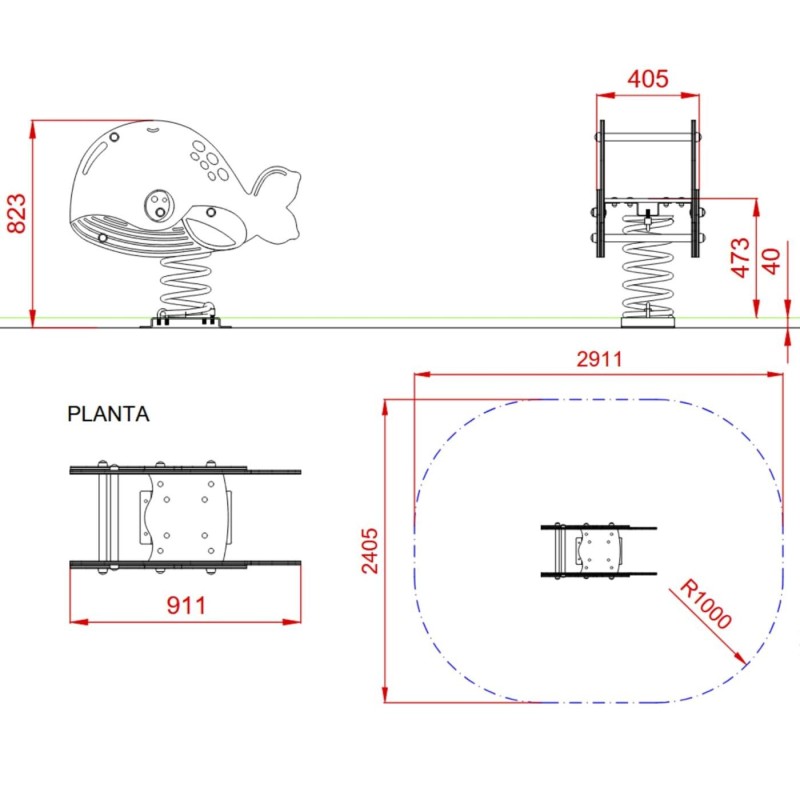 Balanço mola painel duplo BALEIA