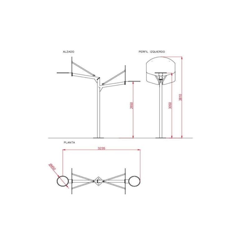 Canasta de Básquet Doble para Uso Público