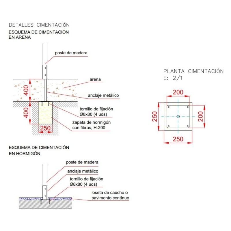 Cartel informativo 70x70 cm Poste de Madera