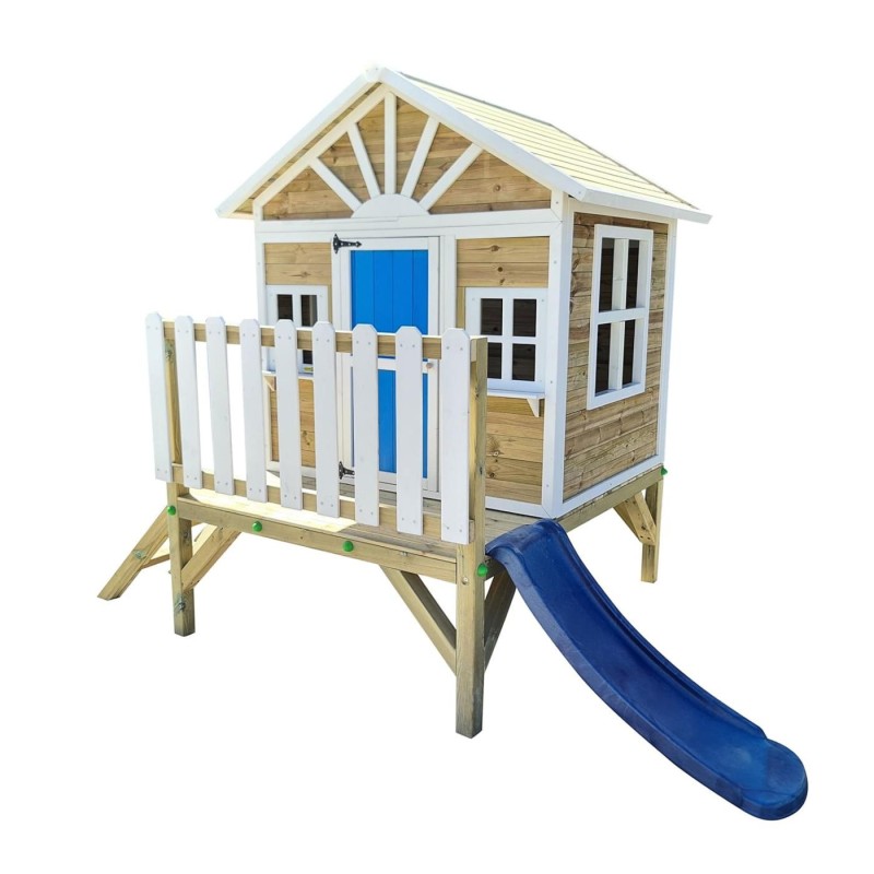 MASGAMES VISBY casa de brincar elevada [60 cm de altura] madeira com painéis