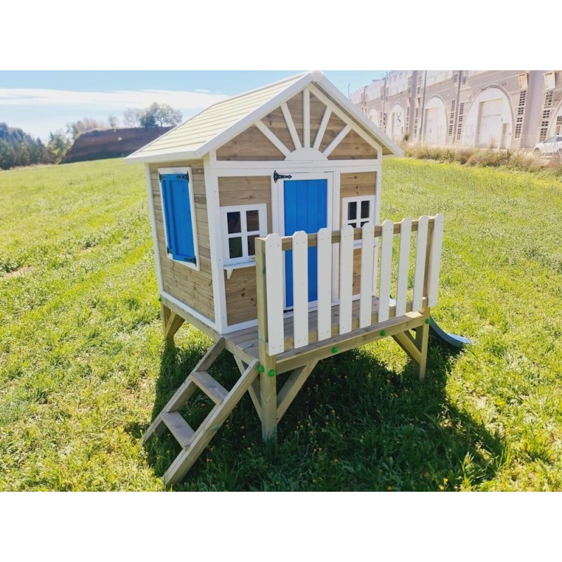 MASGAMES VISBY casa de brincar elevada [60 cm de altura] madeira com painéis