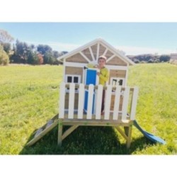 MASGAMES VISBY casa de brincar elevada [60 cm de altura] madeira com painéis