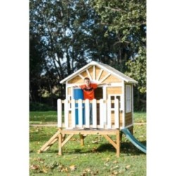 MASGAMES VISBY casa de brincar elevada [60 cm de altura] madeira com painéis