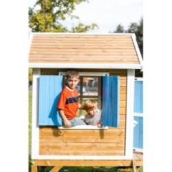 MASGAMES VISBY casa de brincar elevada [60 cm de altura] madeira com painéis