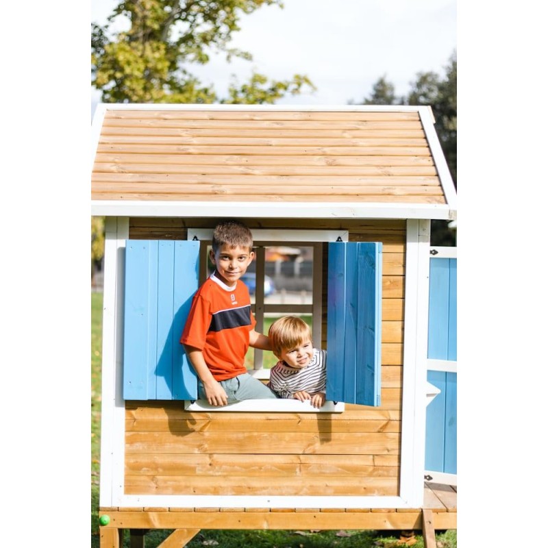 MASGAMES VISBY casa de brincar elevada [60 cm de altura] madeira com painéis