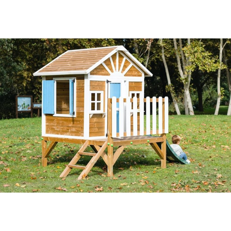 MASGAMES VISBY casa de brincar elevada [60 cm de altura] madeira com painéis