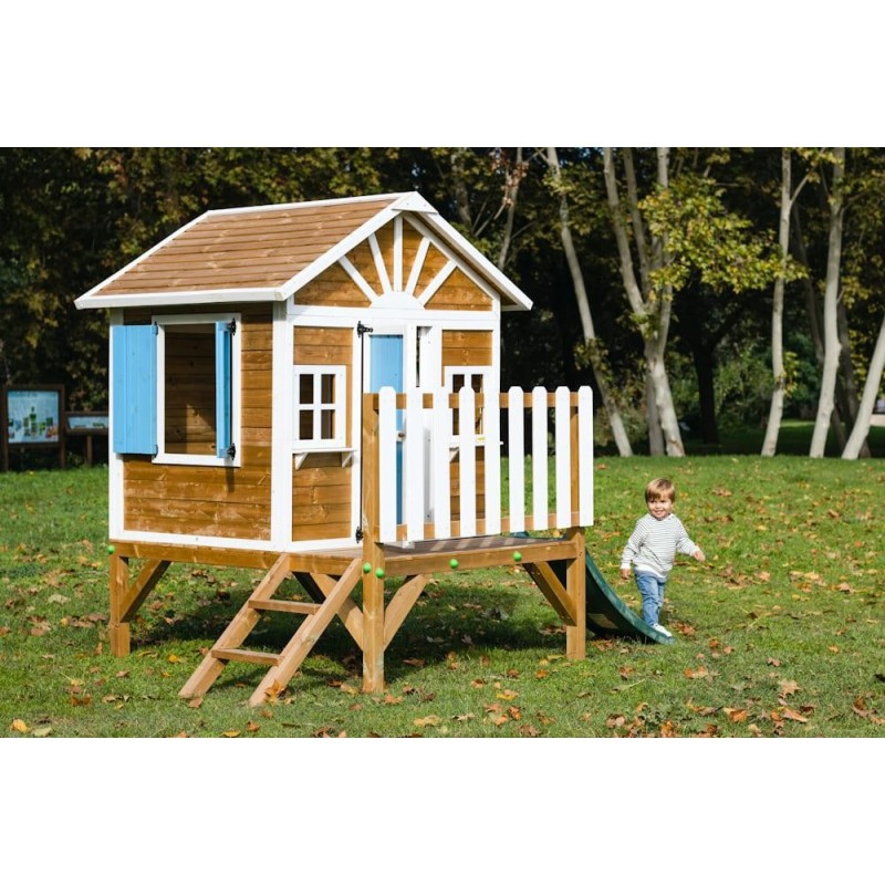 MASGAMES VISBY casa de brincar elevada [60 cm de altura] madeira com painéis