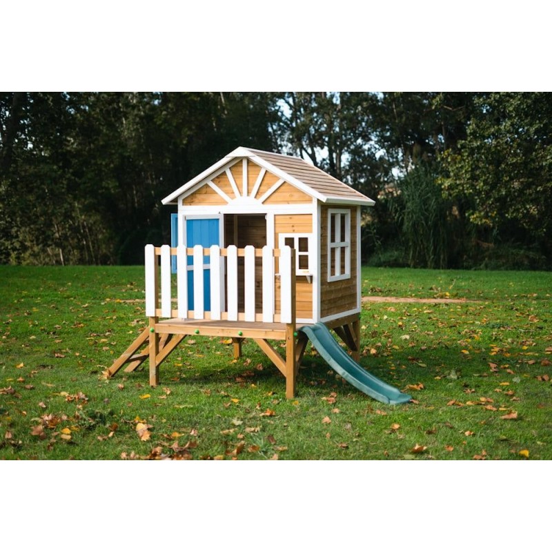 MASGAMES VISBY casa de brincar elevada [60 cm de altura] madeira com painéis