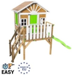 MASGAMES VISBY casa de brincar elevada [90 cm de altura] madeira com painéis