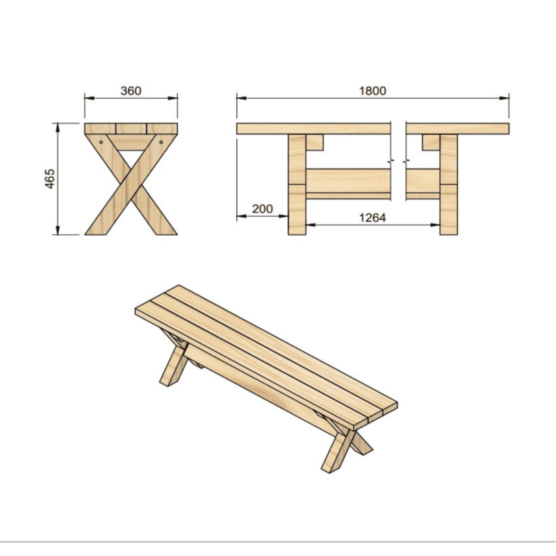 Banco de madeira para exterior MASGAMES XERTA 180