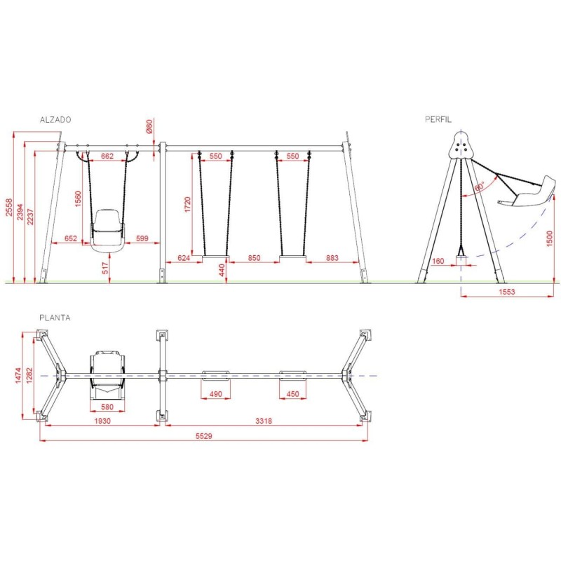 Baloiço BABILONIA duplo + Assento Inclusivo