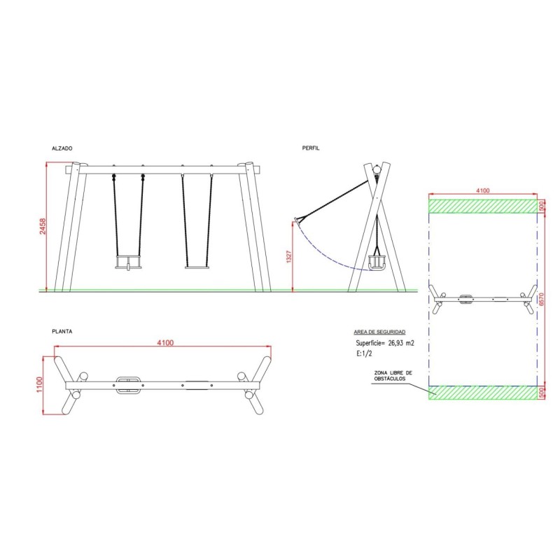 Baloiço de madeira robinia Boí