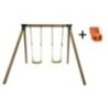 Columpio doble madera cuadrada Masgames KARAI JUNIOR XL + asiento bebé
