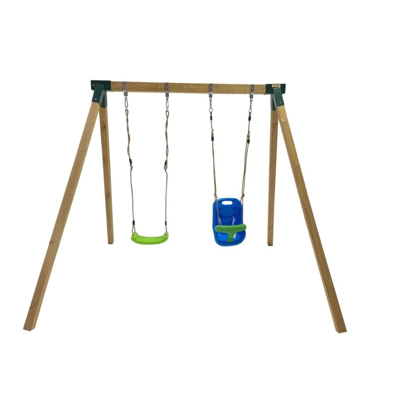 Columpio doble madera cuadrada Masgames KARAI JUNIOR XL + asiento bebé