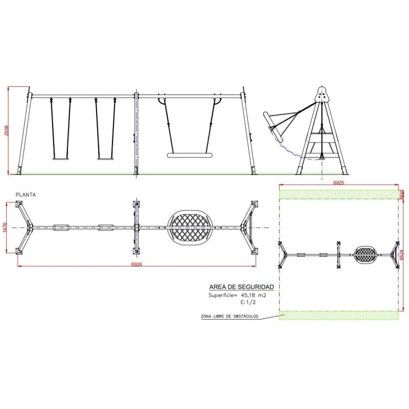 Columpio PERSÉPOLIS doble + asiento nido