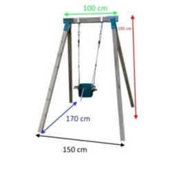 Columpio individual madera cuadrada Masgames AIKO L + asiento bebé