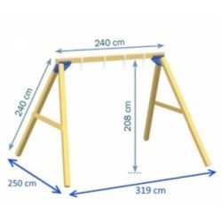 Columpio doble madera cuadrada Masgames KATA XL + asiento bebé