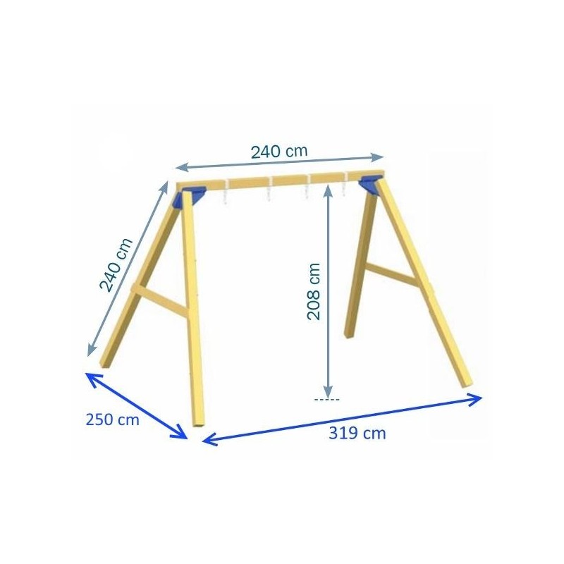 Columpio doble madera cuadrada Masgames KATA XL + asiento bebé
