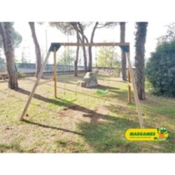 Columpio doble madera cuadrada Masgames KATA XL + asiento bebé