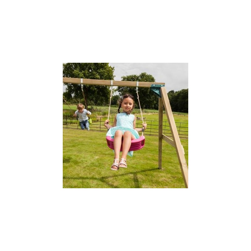 Columpio doble madera cuadrada Masgames KATA XL + asiento bebé