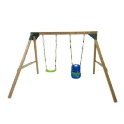 Columpio doble madera cuadrada Masgames KATA XL + asiento bebé