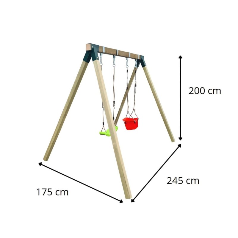 Columpio doble madera cuadrada Masgames REIKO L