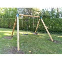 Columpio doble madera cuadrada MASGAMES KARAI DELUXE ADULTOS asientos con cadenas