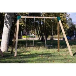 Columpio doble madera cuadrada MASGAMES KARAI DELUXE ADULTOS asientos con cuerda