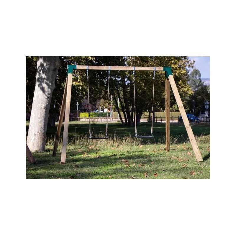 Columpio doble madera cuadrada MASGAMES KARAI DELUXE ADULTOS asientos con cuerda