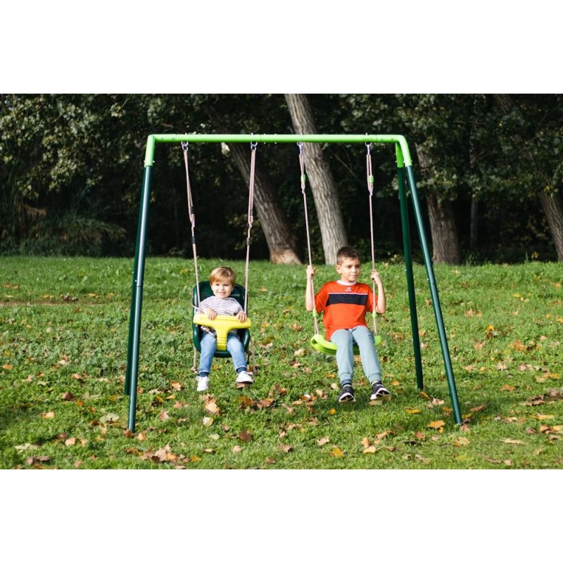 Baloiço metálico duplo MASGAMES OLEA + assento criança