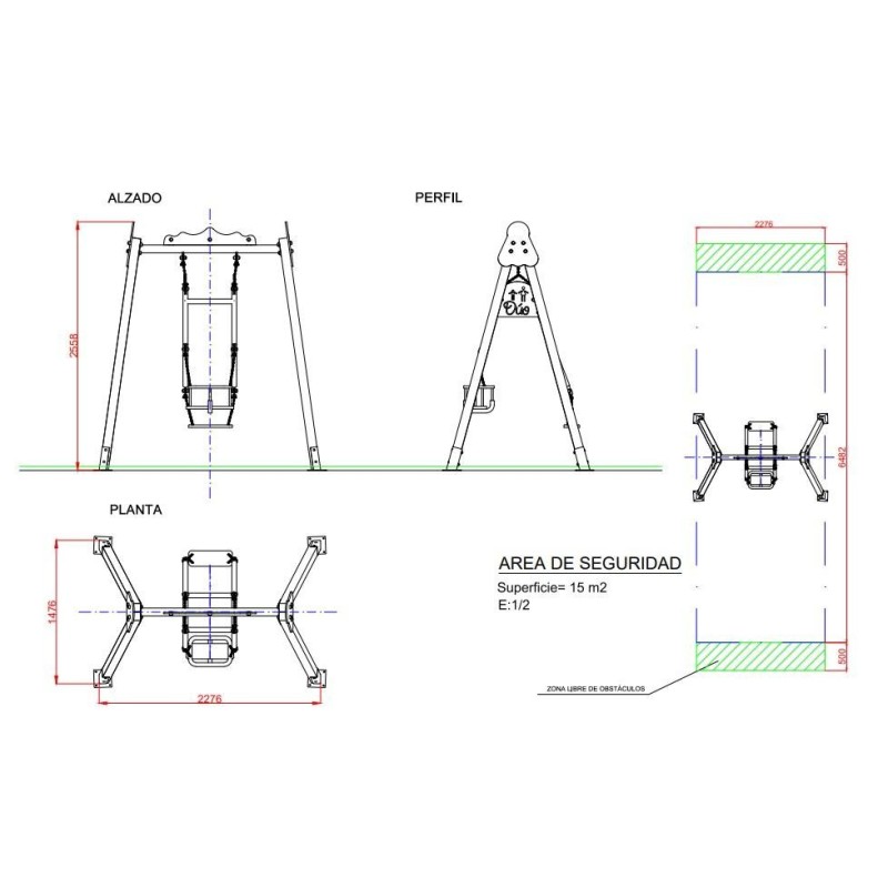 Baloiço Metálico Duo CHAXI plano + bebê