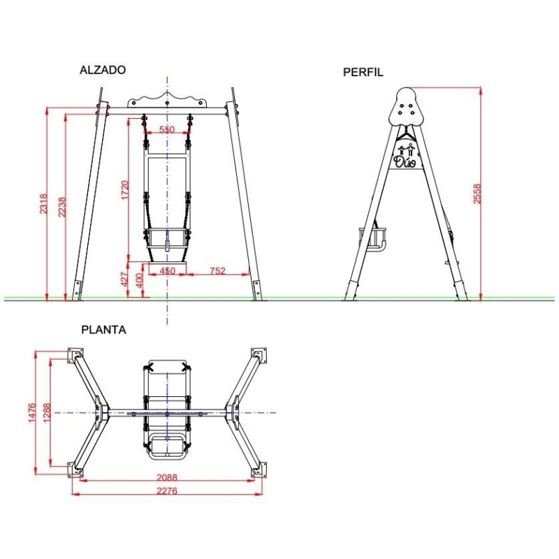 Baloiço Metálico Duo CHAXI plano + bebê