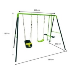 Columpio metálico triple MASGAMES GINGO + asiento bebé