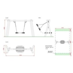 Baloiço ninho de madeira robinia Oix