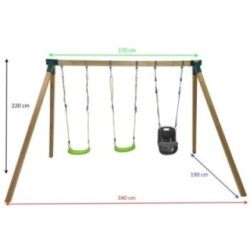 Columpio de madera cuadrada Masgames NORI XL + asiento bebé