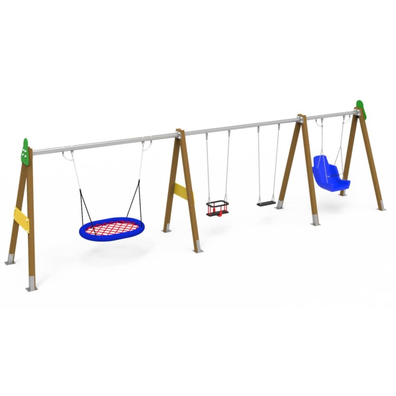 Columpio Triple VIVALDI + Asiento Inclusivo + Asiento Nido