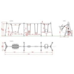 Columpio Triple VIVALDI + Asiento Inclusivo + Asiento Nido