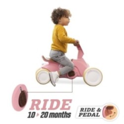 BERG GO² Retro Pink andador evolutivo a coche de pedales