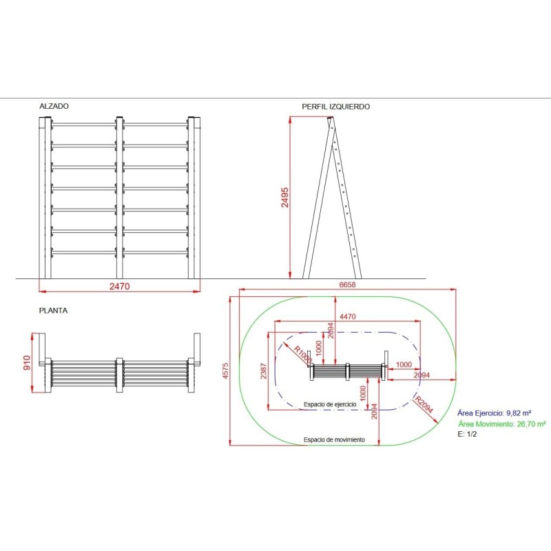 Espalderas inclinadas de madera