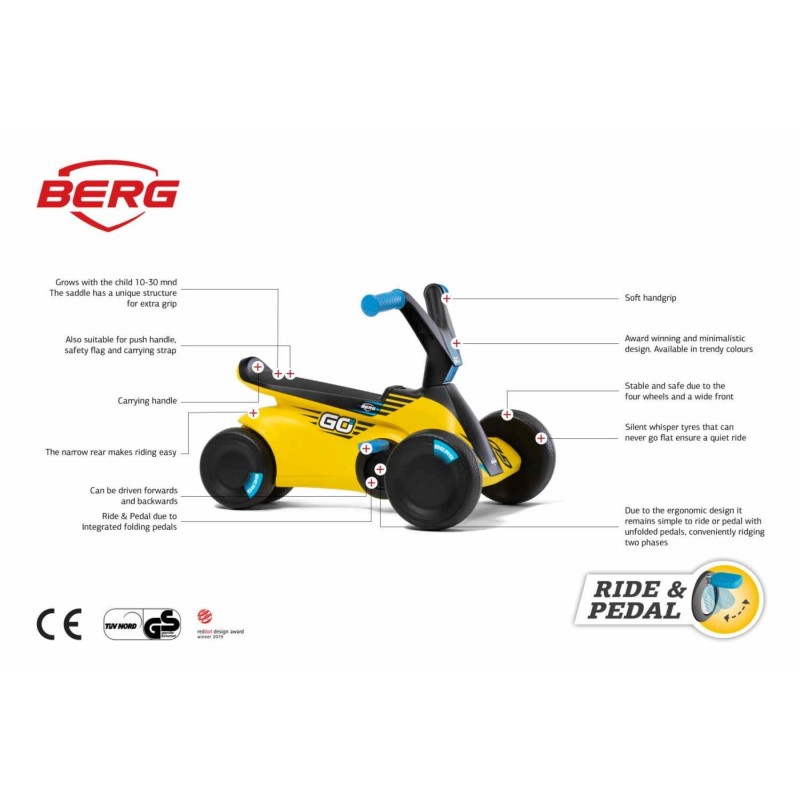 BERG GO² SparX Yellow andador evolutivo a coche de pedales