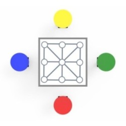 Mesa de 3 en Raya de exterior con 4 asientos