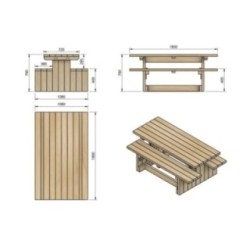 Mesa de piquenique quadrada de madeira MASGAMES CALELLA